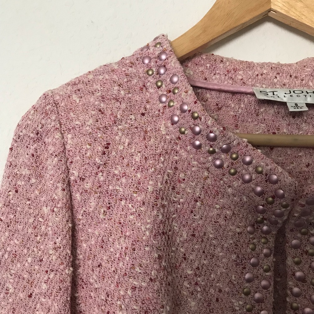 St John Women’s Tweed Ruffle Sleeve Hem Blazer 8 - Picture 7 of 7